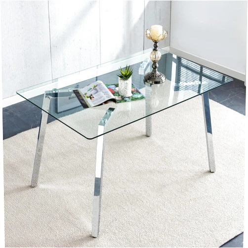 UIKJIM Modern Minimalist Rectangular Glass Dining Table | 0.31