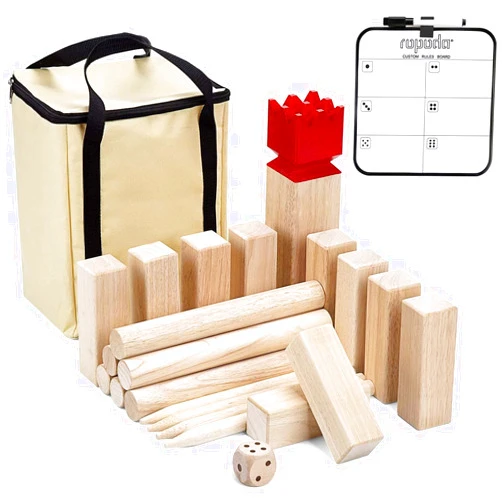 ropoda Kubb Game Premium Set - Game Set for Yard/Outdoor/Lawn/Beach - Pinewood Viking Chess Game with Carrying Bag for Adults and Kids