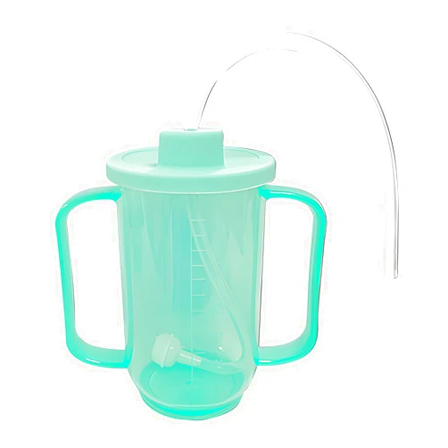 GREUS Elderly Sippy Cup, Dysphagia Cups, 12oz Adult Sippy Cup for Elderly Spill Proof Convalescent Feeding Cup with Straw, Drinking Aids for Parkinson, Disabled, Handicapped, Stroke