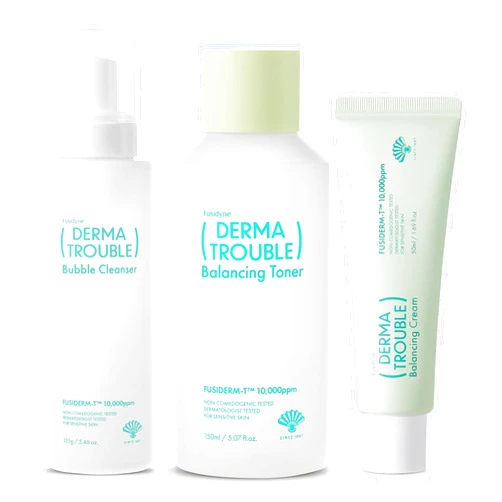 FUSIDYNE Derma Trouble 3 Step Acne Treatment Sets Facial Skin Care Kits (Bubble Facial Wash + Toner + Cream)
