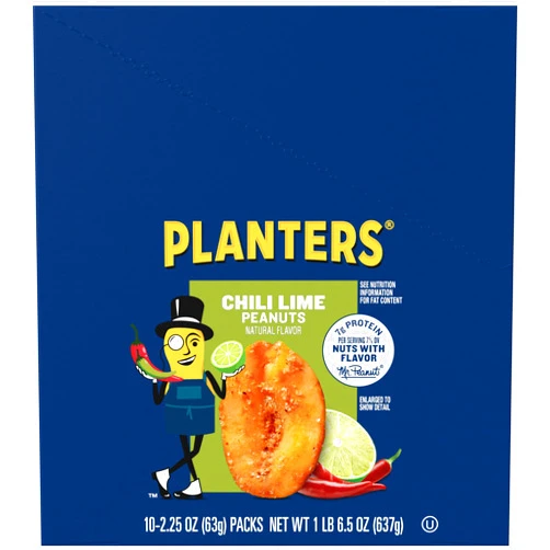 PLANTERS Chili Lime Peanuts, 2.25 oz Pack (Pack of 10)