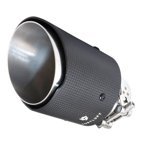 FORTLUFT Exhaust Dual Tip Carbon Fiber & Stainless Steel (4.00''/100mm, Single Tip Slant Cut Competition Style)
