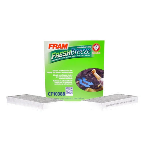 FRAM Fresh Breeze Cabin Air Filter Replacement for Car Passenger Compartment w/ Arm and Hammer Baking Soda, Easy Install, CF10388 for Select Nissan Vehicles , white