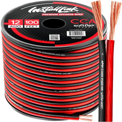 Install Link 12 AWG Gauge Speaker Wire Cable (100 Feet) Stereo, Car or Home Theater, CCA