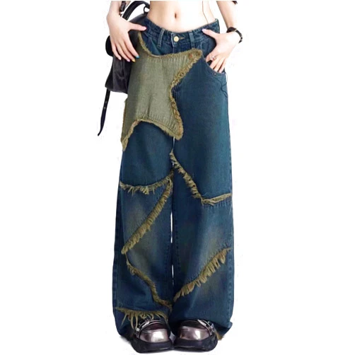 Kisswow Y2k Pants Star Jeans for Teen Girls Cargo Pants Women Emo Pants