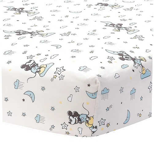 Lambs & Ivy Disney Baby Moonlight Mickey Mouse Fitted Crib Sheet - White