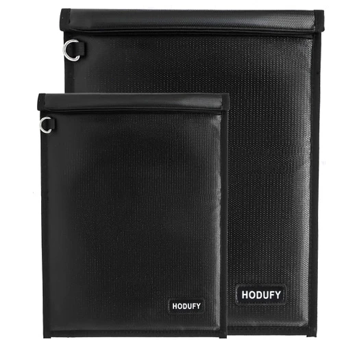 Hodufy Faraday Bag for Laptops & Tablets - 2 Pack 20 x 15 inches and 15 x 10 inches Faraday Cage, Faraday Key Fob Protector, Fireproof & Waterproof Key Fob Signal Blocker, RFID Pouch for Key Fob(Black)