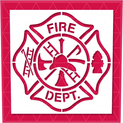 Handmade Maltese Cross Fire Department Stencil 4