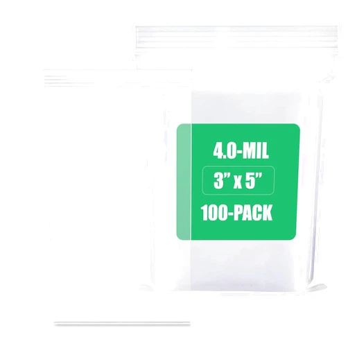 ELITE.CITI 4 Mil Thickness Zipper Reclosable Plastic Bags, 3 In x 5 In Ultra Heavy Duty (Pack of 100)