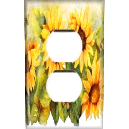 SnazzySwitch Sunflower Decorative Outlet Cover - Single Duplex Receptacle Wall Plate