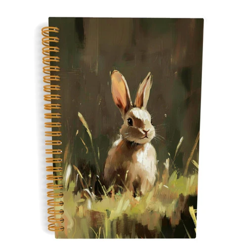 QLMX Vintage Bunny Rabbit Spiral Notebook, Easter Bunny Journal Notebook, Bunny Gifts for Bunny Lovers, Moody Bunny Notebooks for School Work, Easter Bunny Office Supplies Gifts for Women, 5.5x8.3 In