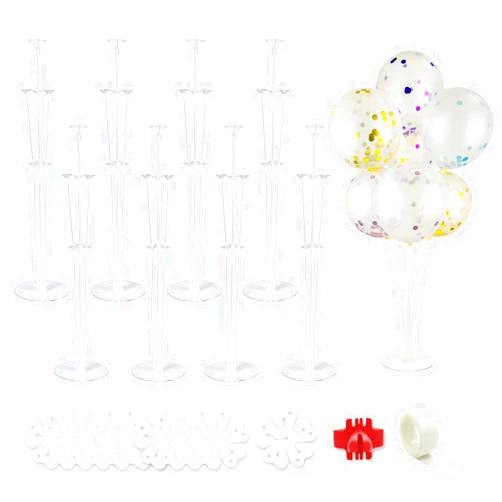 Easeen 8 Sets Balloon Stand Kit, Table Balloon Stand Holder, Reusable Centerpiece with Base for Birthday Decorations, Party, Wedding and Graduation Decorations