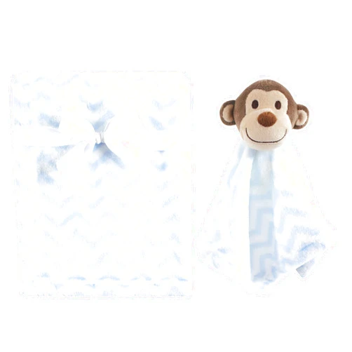 Hudson Baby Unisex Baby Plush Blanket with Security Blanket, Blue, One Size