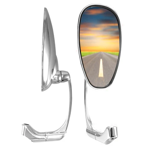 RUNQIN OUTDOOR Motorcycle Chrome Handlebar Rearview Mirrors - Heavy Duty Aluminum Handle Bar Side Rear View Mirrors for Motorcycle and E-Bikes