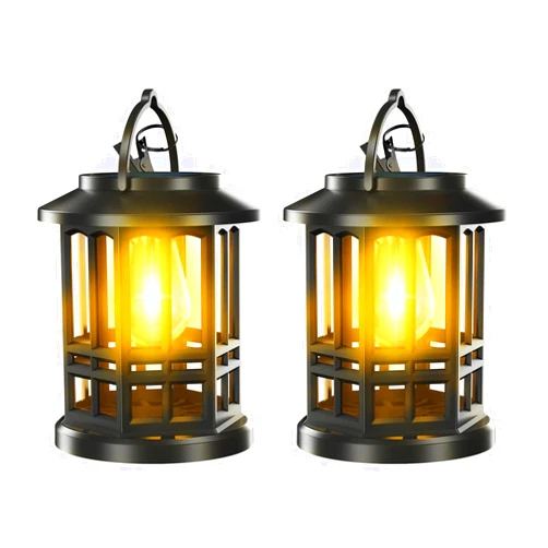Labensanwa Upgraded Outdoor Waterproof Solar Lantern, Bright Outdoor Hanging Solar Lights for Garden Yard Decoration, LED Solar Lantern Lighting 2 Pack (Warm Lights) (Bulbs)