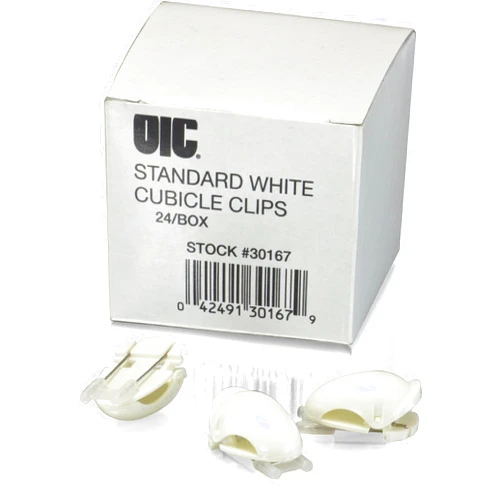 Officemate Cubicle Clips, White, Box of 24 (30167)