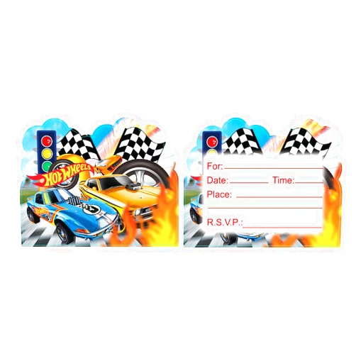LEOWEST 20pcs Hot Wheels Birthday Invitations,Hot Wheels Party Invitations Birthday Party Supplies Decoration (Invitations20pcs)