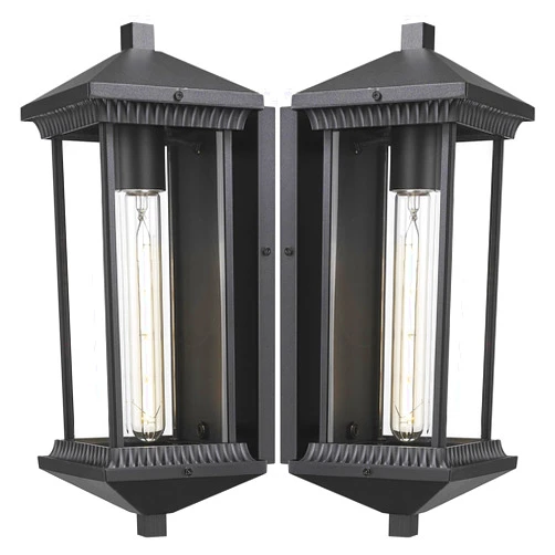 Starcurin 2-Pack Outdoor Porch Lights, Outdoor Wall Light Fixtures E26 Black Wall Mount Exterior Patio Wall Light, 60W Contemporary Die-Cast Aluminum Wall Sconces for Corridor Front Entrance Outside