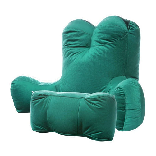 Daguizu Reading Pillow 31”Wx21”H Back Pillow for Bed Sitting Up, Bed Pillow with Shredded Memory Foam with Arm Backrest, Back Support Pillow with Leg Pillow and Pocket for Reading/Gaming/Relaxing