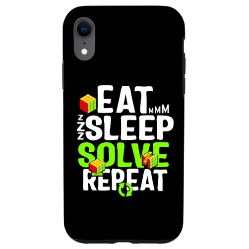 Rubike Cube Tees by Maytojuly Co. iPhone XR Game Cube Vintage Eat Sleep Solve Repeat Boys Kids Nerd Case
