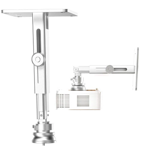 Perfectisan Projector Stand, Single Hole Hanging Height Adjustable Projector Ceiling/Wall Mount, Projector Shelf for Ceiling Wall Accessories - Aluminum Alloy Material, Load 33 lbs - Silver