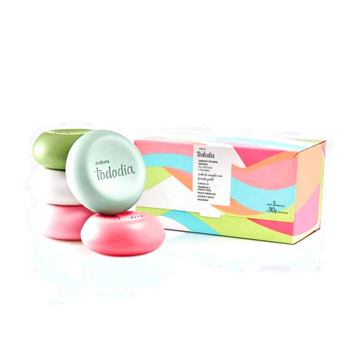 natura - Tododia - Sabonetes Barra Puro Vegetal (Flor de Lis, Framboesa e Pimenta Rosa, Frutas Vermelhas, Alecrim e Salvia e Macadamia) 5 x 90 Gr - (Tododia - Pure Vegetable Bar Soaps 5 x Net 3.17 Oz