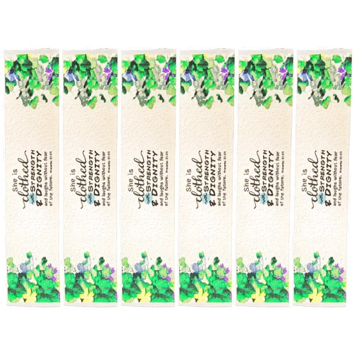 TREE OF LIFE REV. 22:14 She is Clothed with Strength & Dignity, Bulk Pack of 6 Woven Fabric Christian Bookmarks, Silky Soft Proverbs 31:25 Flexible Bookmarker for Novels Books and Bibles, Religious Memory Verse Gift