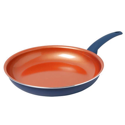 IKO Copper Ceramic Non Stick Fry Pan Dishwasher Safe with Soft Touch Handle (Blue, 12 Inch)