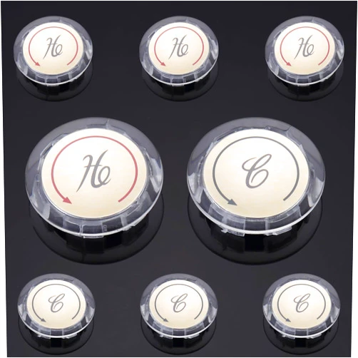 LIBERAQUAR 4 Pair Faucet Index Buttons, Universal Hot and Cold Bathroom Sink Knobs Handle Buttons, Compatible with Delta/LDR/Delex/Peerless Two Clear Handles, 1-5/16 in. Diameter, Clear Acrylic