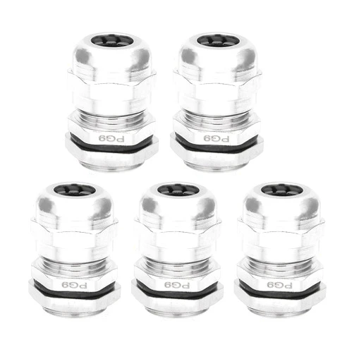 uxcell Cable Gland PG9 Metal Waterproof Cable Glands Joints Adjustable Connector for 4-8mm Dia Cable, Pack Of 5