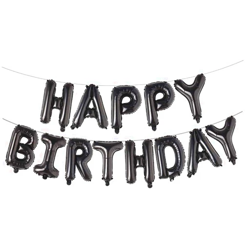 YEDAN Happy Birthday Banner Balloons, 16 Inch Mylar Foil Letters Balloons Banner Reusable Ecofriendly Material for Birthday Decorations and Party Supplies (Black)