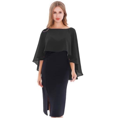 Baoqiya Women's Capelet Shawls and Wraps for Evening Dresses Soft Bridesmaid Shawl Chiffon Cape Wedding Cover Up