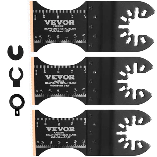 VEVOR 3PCS Carbide Oscillating Tool Blades, Universal Quick Release Oscillating Saw Blades, Multitool Tool Blades for Hard Material, Metal, Nails, Bolts, Fit Dewalt Milwaukee Hitachi Chicago