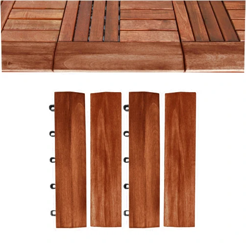 CLOVERHOLM Pack of 4 Pieces Teak Deck Tiles Border (2 Male-Pegs, 2 Female-Hook), Trim Pin End of Outdoor Floor Tiles, Loop End Piece for 12”x12
