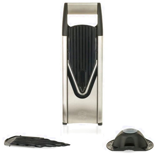 Börner V6 ExclusiveLine Mandoline Basic Set (4 pcs.) • Vegetable Slicer (V-Slicer) + Inserts + Safety Guard • 3 Cutting Thicknesses • Kitchen Slicer Set (Black)