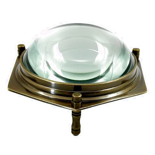 Hapton House Antiqued Brass Magnifying Glass - Dome Desk Magnifier - Solid Brass - 5X Magnification - Home Décor - Fine Print Reading - Stamp & Coin Collection - Nautical Style