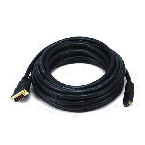 Monoprice Standard HDMI to DVI Adapter Cable - 26AWG, CL2 in-Wall Rating, with Ferrite Cores, 720p, x.v.Color, 25 Feet, Black