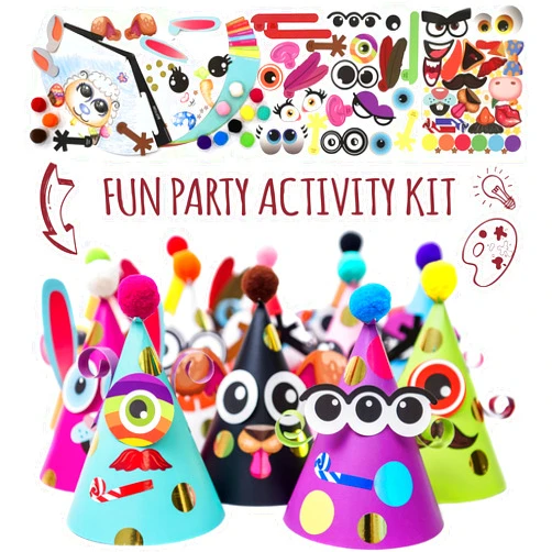 Glittery Garden Party Hats for Kids Art & Craft. Fun Birthday Activity Kit with Stickers. Animal Theme Party Favor, Game Supplies. Christmas, Thanksgiving, Easter Decoration