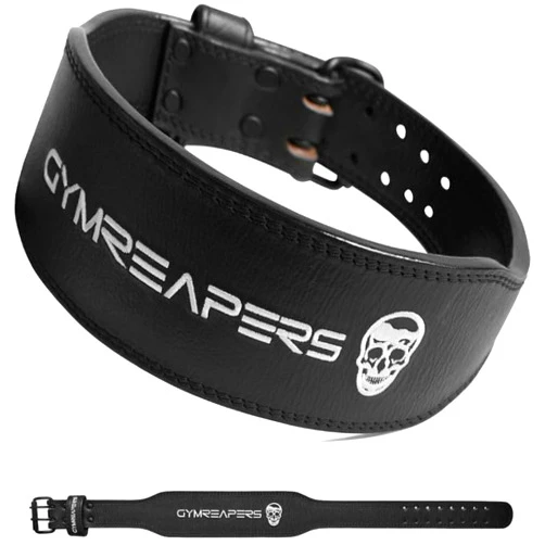 Gymreapers Leather Weightlifting Belt for Bodybuilding, Squatting, Lower Back Support & Back Pain - Real Leather, Adjustable Buckle Sizing - Men Women