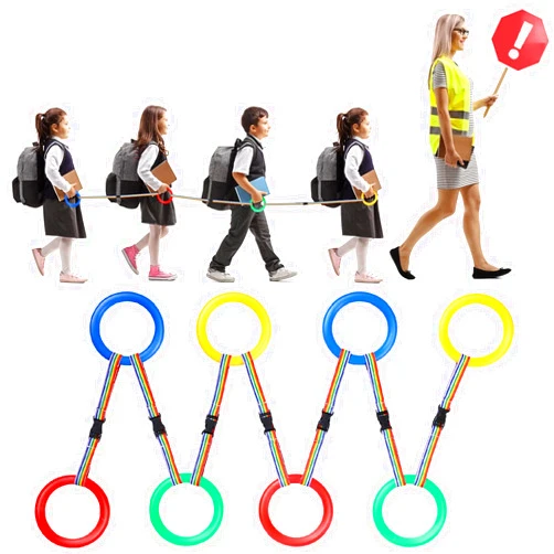 Reginary 16 Pcs Toddlers Walking Ropes Preschool Walking Rope for Kids Colorful Line Safety Loops Detachable Transition for Children's School Kindergarten Outdoor Supplies Wrist Leashes