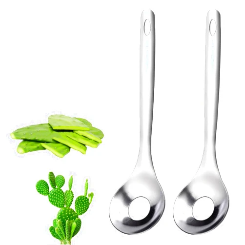 YUUAND 1/2Pcs Cactus Peeler Spoon, Stainless Steel Rice Meat Dumplings Spoon Squeezing Meatball Artifact Spoon Kitchen Tools, Stainless Steel Nopales Peeler, Easy Nopales Peeler