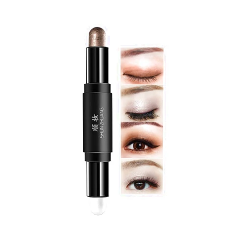 Xiahium Glitter Eyeshadow Stick Two-Color Matte Shimmer Warm/Bold Shades Waterproof Long Lasting Eyes Shadow Pencil 1 PC