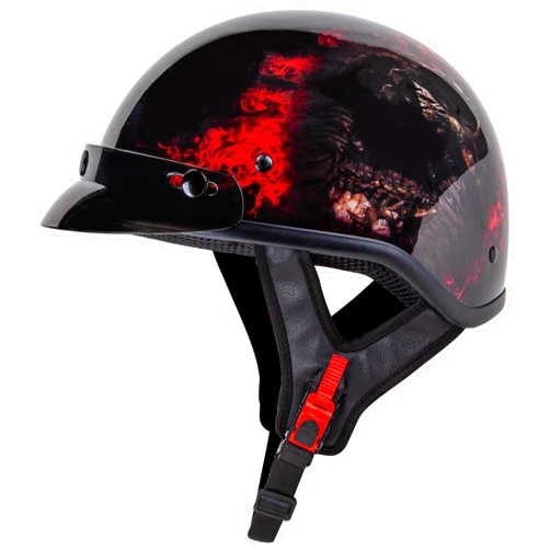 Cartman Cruiser Scooter Motorcycle Half Face Helmet, Red Skull USA Graphics, DOT Approved for Bike Scooter ATV UTV Chopper Medium