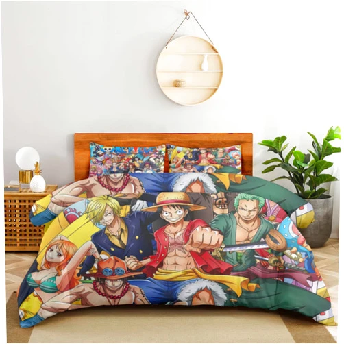 Humpceat Anime Cartoon Bed Duvet Cover Anime Cartoon Bedding Sets 3D Lightweight 3 Piece Comforter Sets, 1 Duvet Cover and 2 Pillow Shams for Kids Boys Girl (Full)