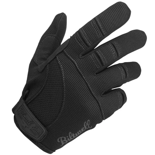 Biltwell Moto Gloves | Motorcycle Gloves | Abrasion Resistance | Breathable Fabric | Open Cuff | Black Medium