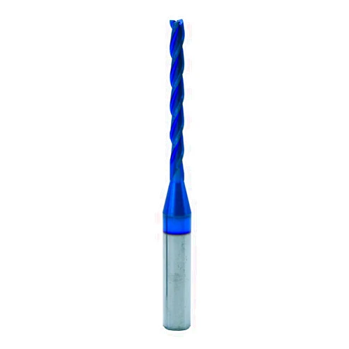 PANHAM 3 Flute 1/4 Inch Upcut Spiral Bit CNC Router Bit Nano Blue Coating Solid Carbide 1/4” Shank with CD 1/8