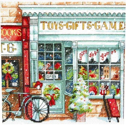 Dimensions Gold Collection Counted Cross Stitch Kit, Toy Shoppe Christmas Cross Stitch, 18 Count White Aida, 6'' x 6''
