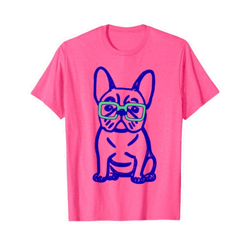 Preppy French Bulldog Shirts and Gifts Cute French Bulldog Graphic with Glasses Pop Art Frenchie T-Shirt
