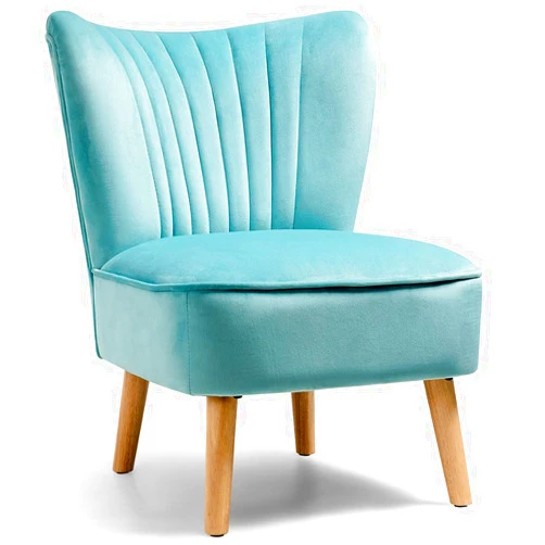 Giantex Velvet Accent Chair, Upholstered Modern Sofa Chair w/Wood Legs, Thickly Padded, Small Armless Wingback Club Chairs for Living Room Bedroom Furniture