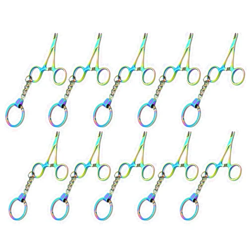 AAProTools Set Of 10 Multi Titanium Rainbow Miniature Needle Driver Surgical Instruments Keychain